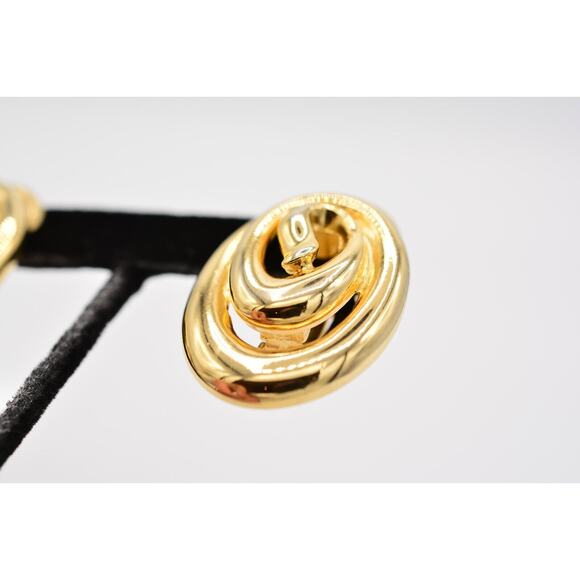 Fernando Originals Vintage Clip Earrings Chunky Gold Tone FO Signed 1980s BinAI - Picture 10 of 12